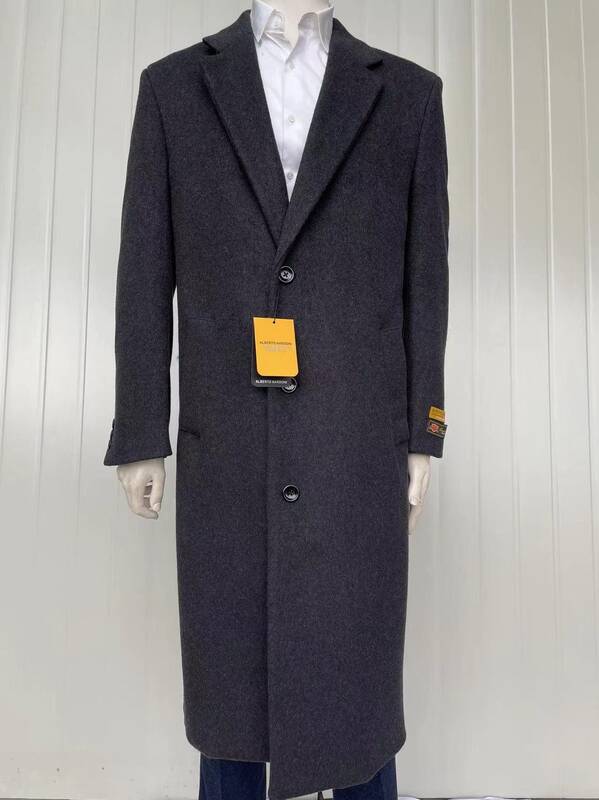 Mens Full Length Wool and Cashmere Overcoat - Winter Topcoats - Black Coat