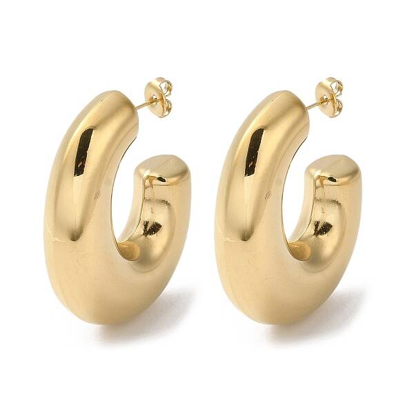 304 Stainless Steel Donut Stud Earrings