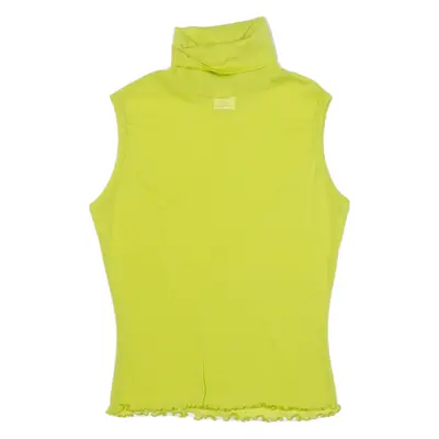 BLUE BIRDY Womens Vest Green Roll Neck Sleeveless S