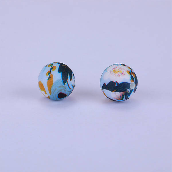 Printed Round with Flower Pattern Silicone Focal Beads