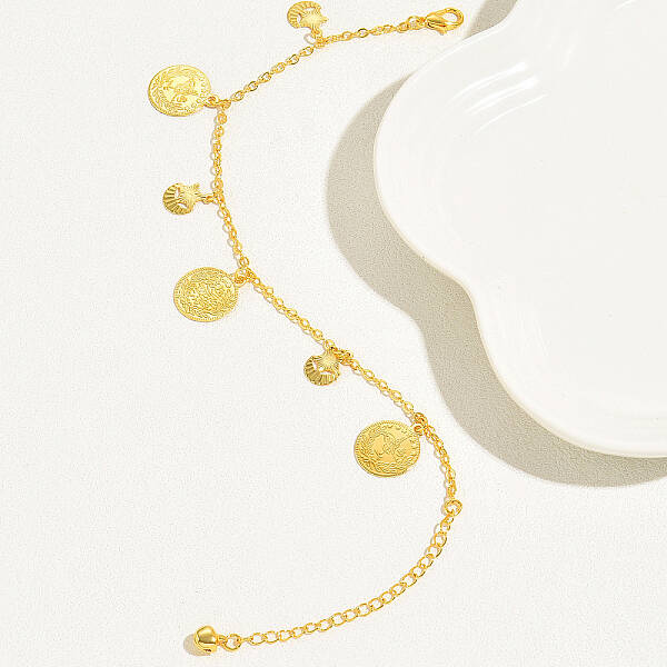 Fashionable Brass Fringe Coin Anklets with Shiny Sequins for Beach Women