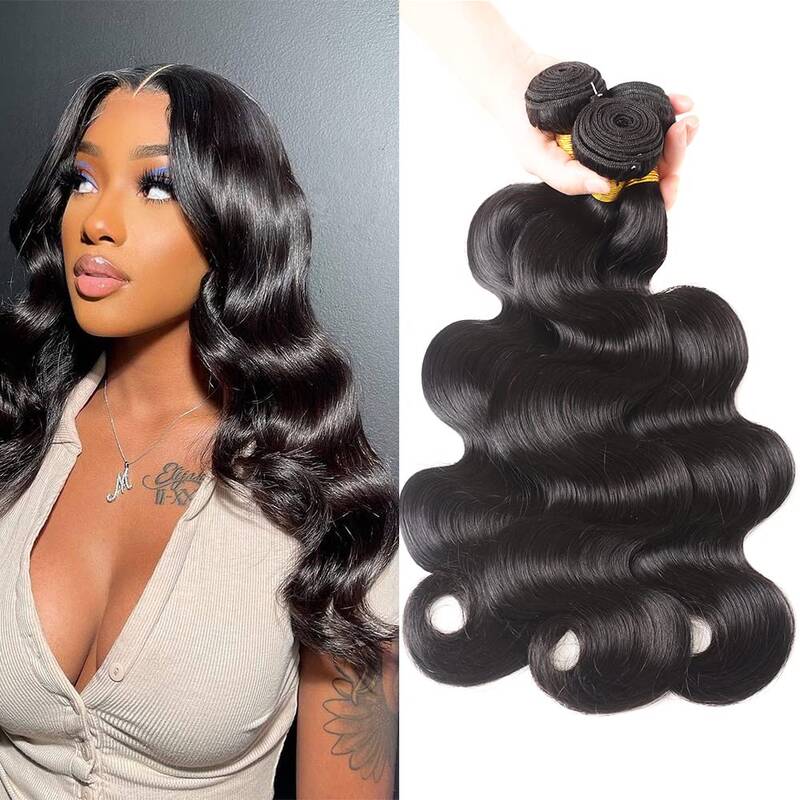 Vinisay Body Wave 100% Human Hair Brazilian Virgin Hair Bundles Straight Body Wave Quick Weave Sew in/Glue in Viral Hair