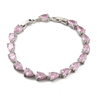 Rack Plating Brass Pave Cubic Zirconia Teardrop Links Bracelets for Women