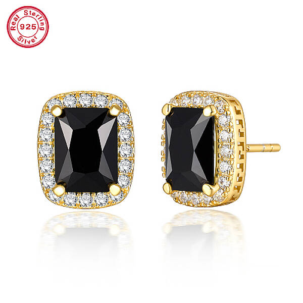 Cubic Zirconia Rectangle Stud Earrings