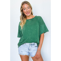 Serene Escapes Acid Wash Raw Edge Relaxed Fit Top - BACK IN STOCK