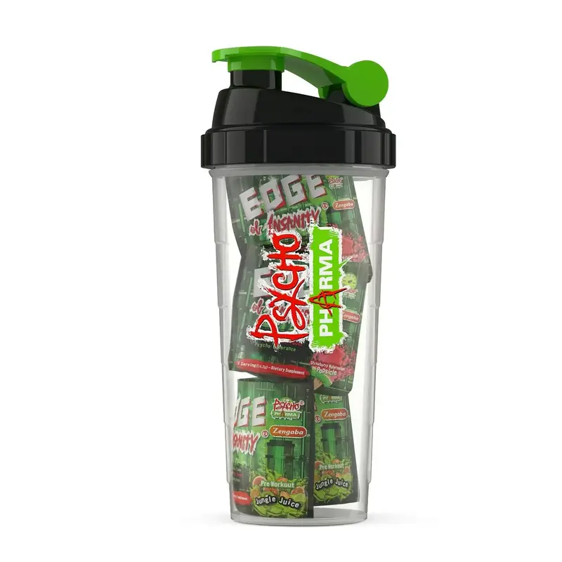 Shaker Sample Bundle - Six Samples of Edge of Insanity High Stim Pre Workout and a Shaker Bottle