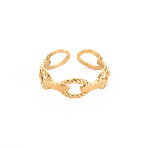 Ion Plating(IP) 304 Stainless Steel Cable Chain Shape Open Cuff Ring for Women