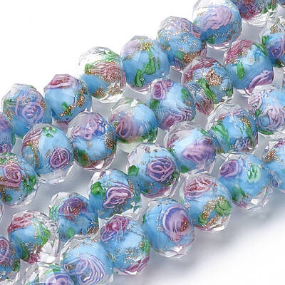 Handmade Gold Sand Lampwork Beads Strands