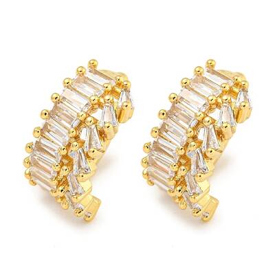 Brass Micro Pave Cubic Zirconia Cuff Earrings