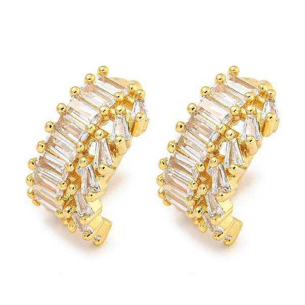 Brass Micro Pave Cubic Zirconia Cuff Earrings