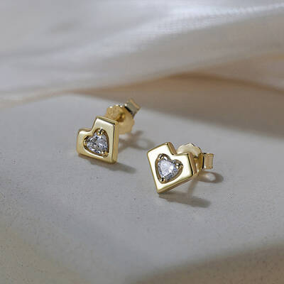 925 Sterling Silver Heart Stud Earrings