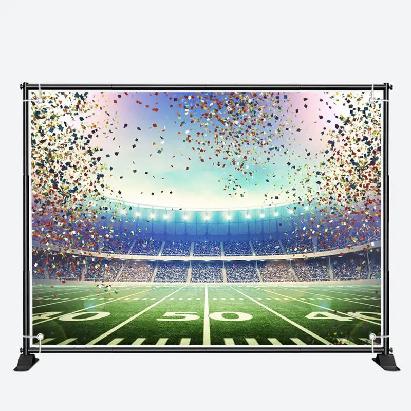 Ribbons Sky Football Field Winner Sport Backdrop - Aperturee