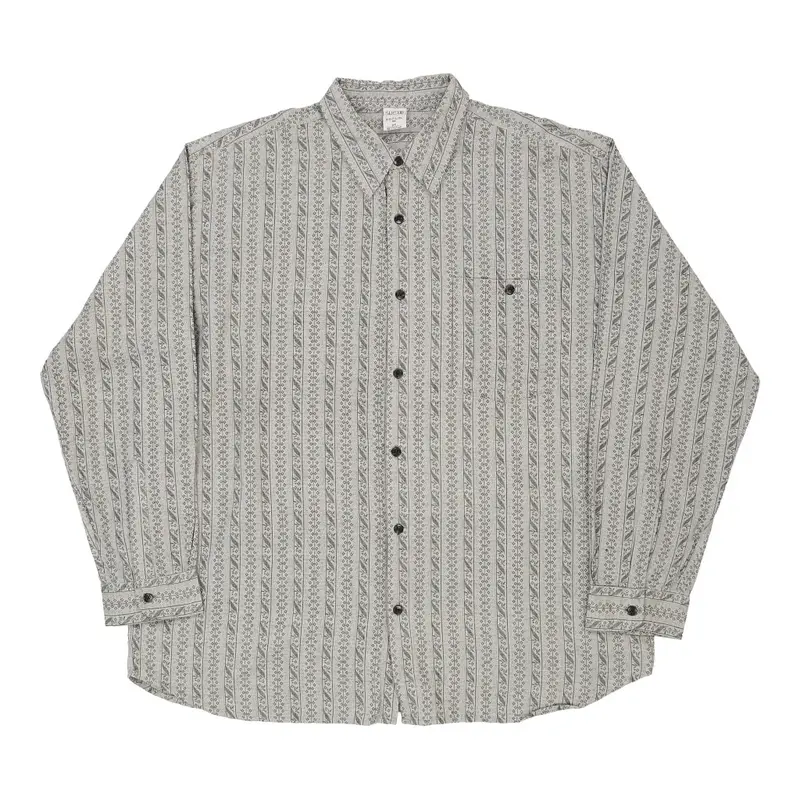 Size Up Patterned Shirt - 2XL Grey Cotton