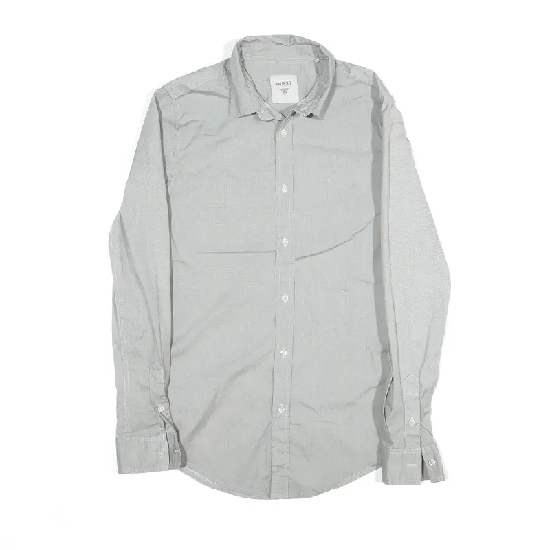 GUESS Shirt Grey Check Long Sleeve Mens S