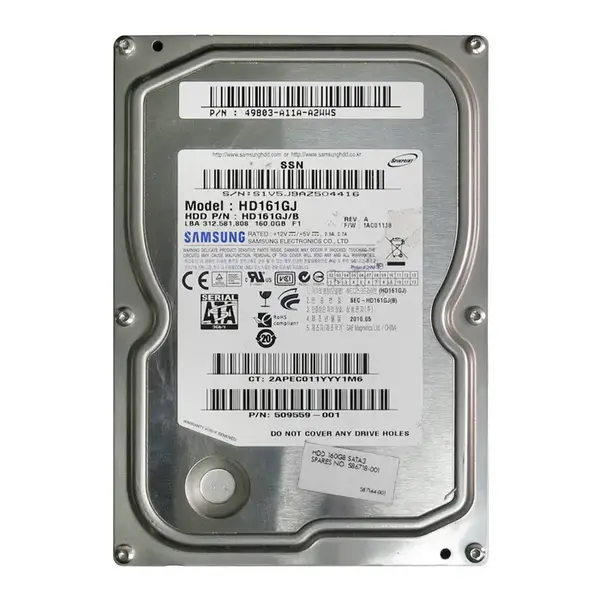509559-001 HP 160GB 7200RPM SATA 3Gb/s 8MB Cache 3.5-inch Hard Drive