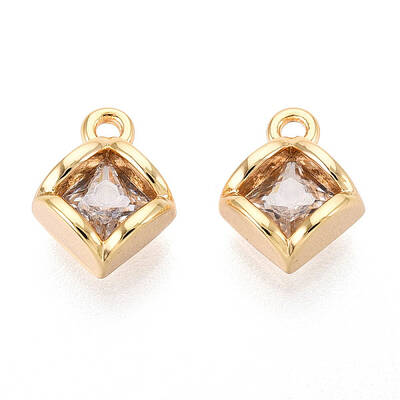 Brass Micro Pave Cubic Zirconia Charms