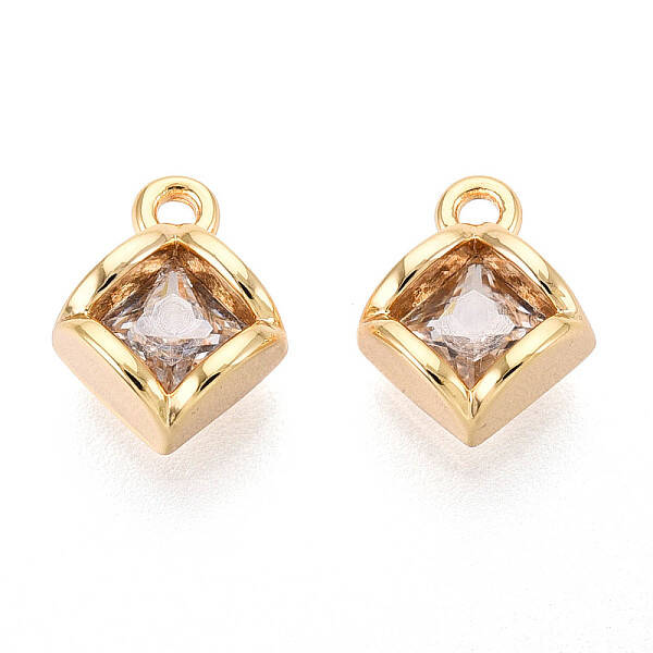Brass Micro Pave Cubic Zirconia Charms
