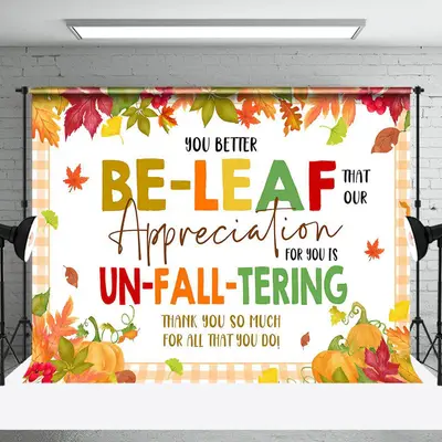 Autumn Thanksgiving Maple Pumpkin Thank You Backdrop