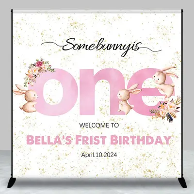 Custom Some Bunny Is One Boho 1st Birthday Backdrop - Aperturee