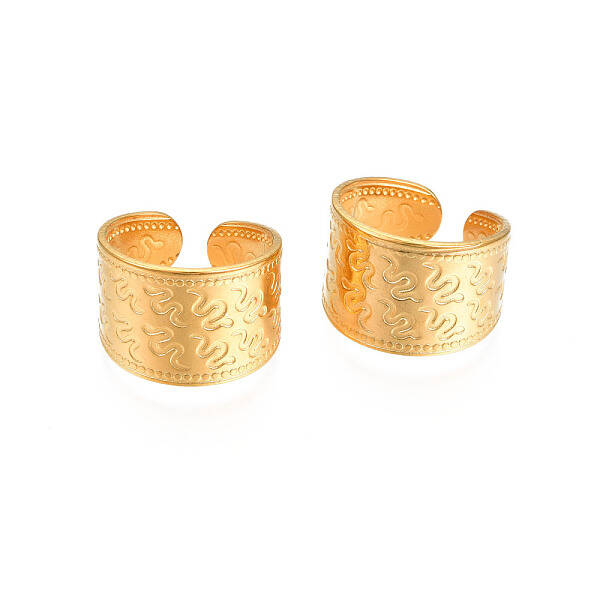 Ion Plating(IP) 304 Stainless Steel Snake Pattern Open Cuff Ring