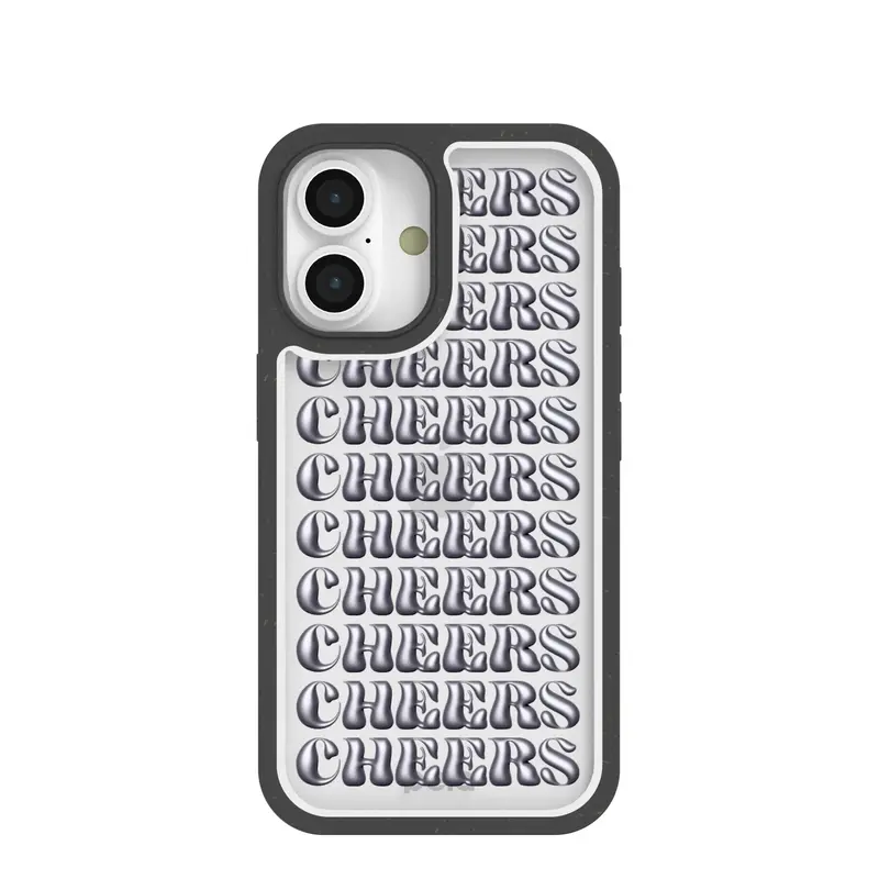 Clear Cheers iPhone 16 Case With Black Ridge