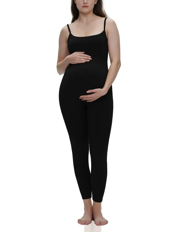 POSHDIVAH Women's Maternity Bodysuit Spaghetti Straps Sleeveless Tank Tops Leggings Jumpsuit Pregnancy Romper