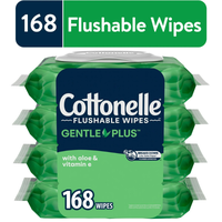 Cottonelle Gentle Plus Flushable Wet Wipes – 4 Pack Flip-Top Dispenser for Versatile Cleaning and Napkin Use