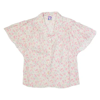 YESSICA Womens Printed Blouse Pink Collared Floral L