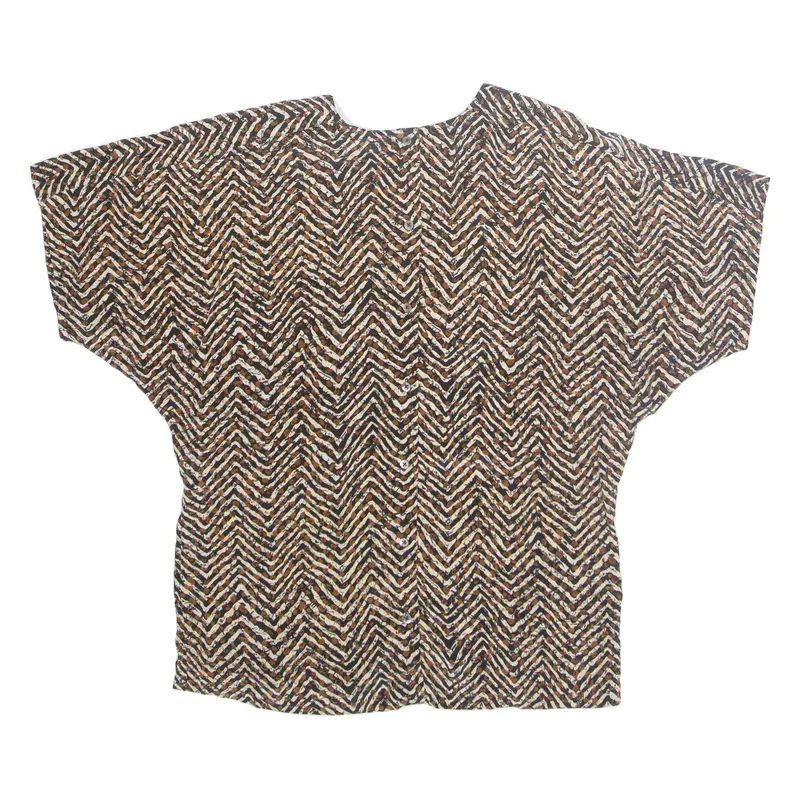 ELLEN TRACY Womens Printed Top Brown Silk Crazy Pattern S