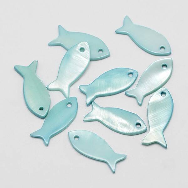 Dyed Shell Fish Pendants