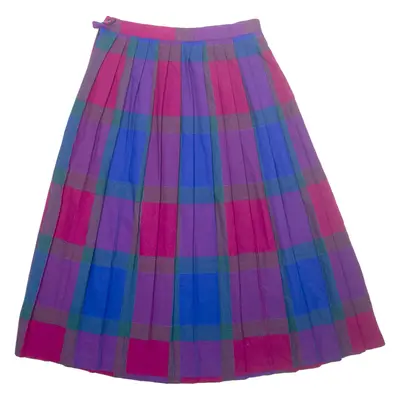 Womens Pleated Skirt Blue Midi Wool M