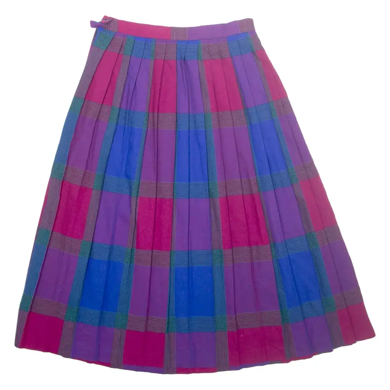 Womens Pleated Skirt Blue Midi Wool M