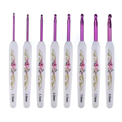 Crochet Hooks Set, 8 Counts/set 2.5mm(C)-6mm(J) Crochet Hook, Ergonomic Handle Crochet Hooks for Arthritic Hands, Crochet Ne...