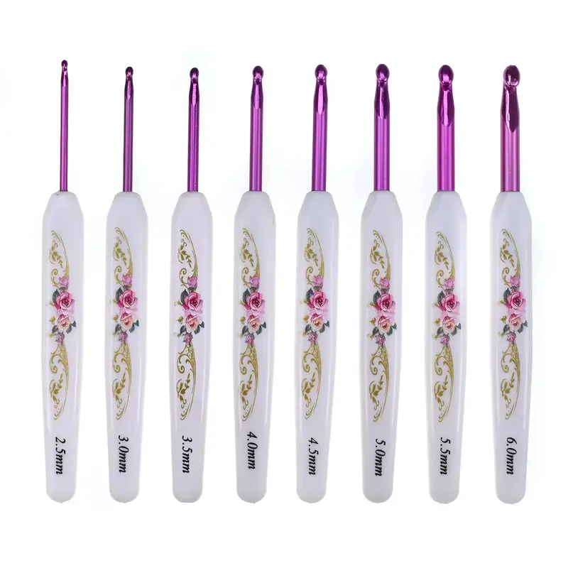 Crochet Hooks Set, 8 Counts/set 2.5mm(C)-6mm(J) Crochet Hook, Ergonomic Handle Crochet Hooks for Arthritic Hands, Crochet Ne...
