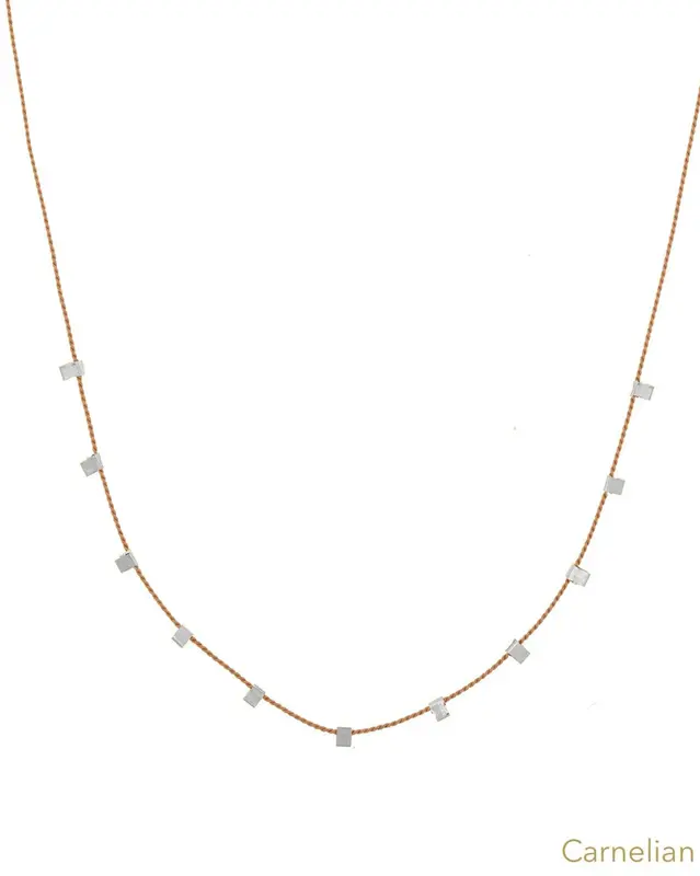 Hilo Necklace | Metal Color: Silver | Color: Carnelian