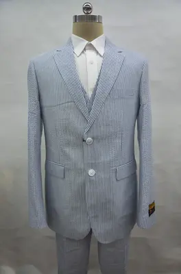 Seersucker-2BV Navy - Mens Modern Fit Suit