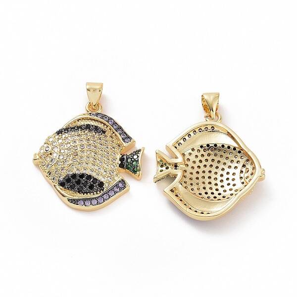 Brass Micro Pave Clear Cubic Zirconia Pendants