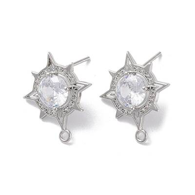 Brass Micro Pave Cubic Zirconia Stud Earring Findings