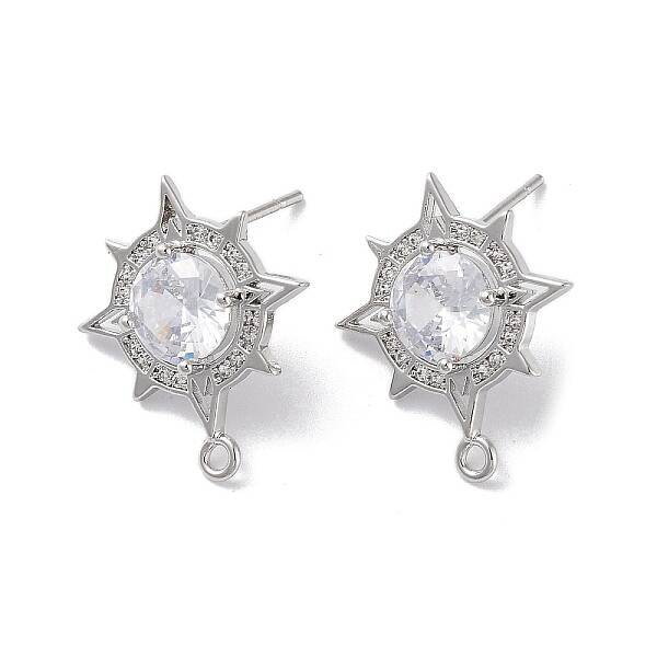 Brass Micro Pave Cubic Zirconia Stud Earring Findings