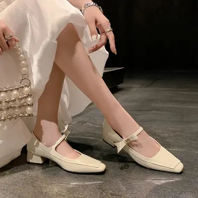 CHIKO Raylyn Square Toe Block Heels Mary Jane Shoes