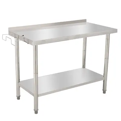GARVEE 48L x 24W x 35H Stainless Steel Work Table - Heavy-Duty Prep Table with Undershelf, Backsplash, and Garbage Rack...