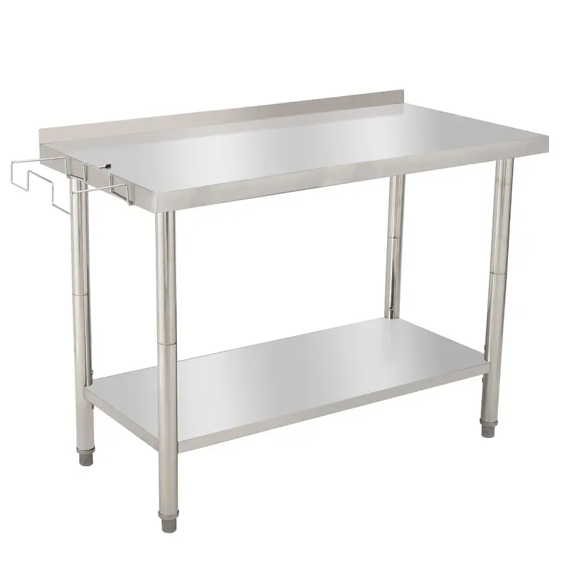 GARVEE 48L x 24W x 35H Stainless Steel Work Table - Heavy-Duty Prep Table with Undershelf, Backsplash, and Garbage Rack...