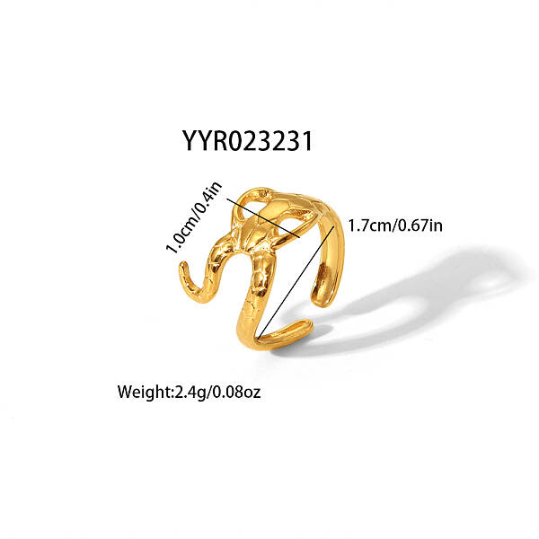 Adjustable European American Snake-Shaped Stainless Steel Ring Jewelry
