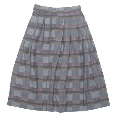Womens A-Line Skirt Grey Midi Striped XS
