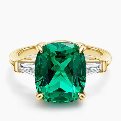 18K Gold 2.5 to 7.5 CT.T.W. Lab Created Emerald Custom Engagement Ring 3EX