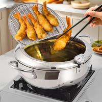 Stainless Steel Deep Frying Pan with Lid, 1 Count Non-stick Durable Deep Fryer with Oil Drip Filter Rack for Fried Chicken, D...