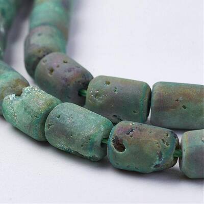 Electroplated Natural Druzy Geode Agate Bead Strands