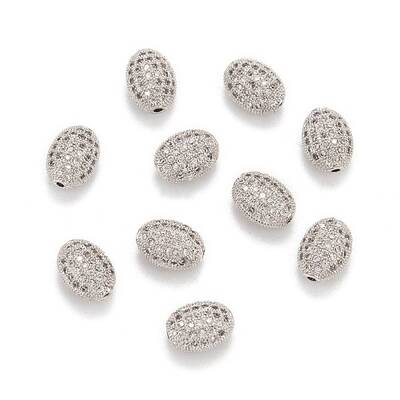 Brass Micro Pave Cubic Zirconia Beads