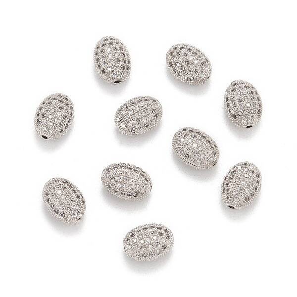 Brass Micro Pave Cubic Zirconia Beads
