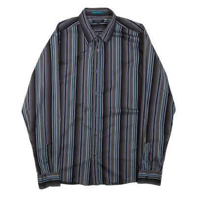 TED BAKER Mens Shirt Grey Striped Long Sleeve L